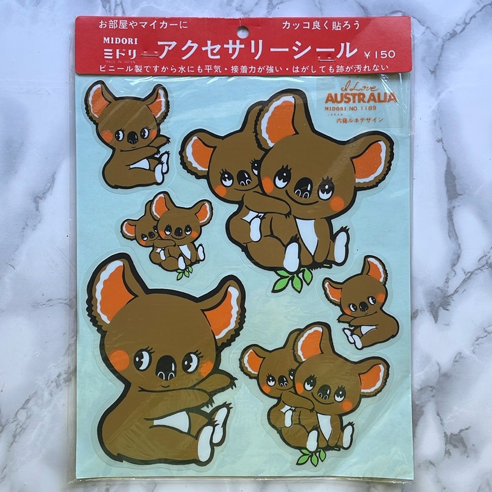 Vintage Made in Japan Koala Australia STICKER sheet